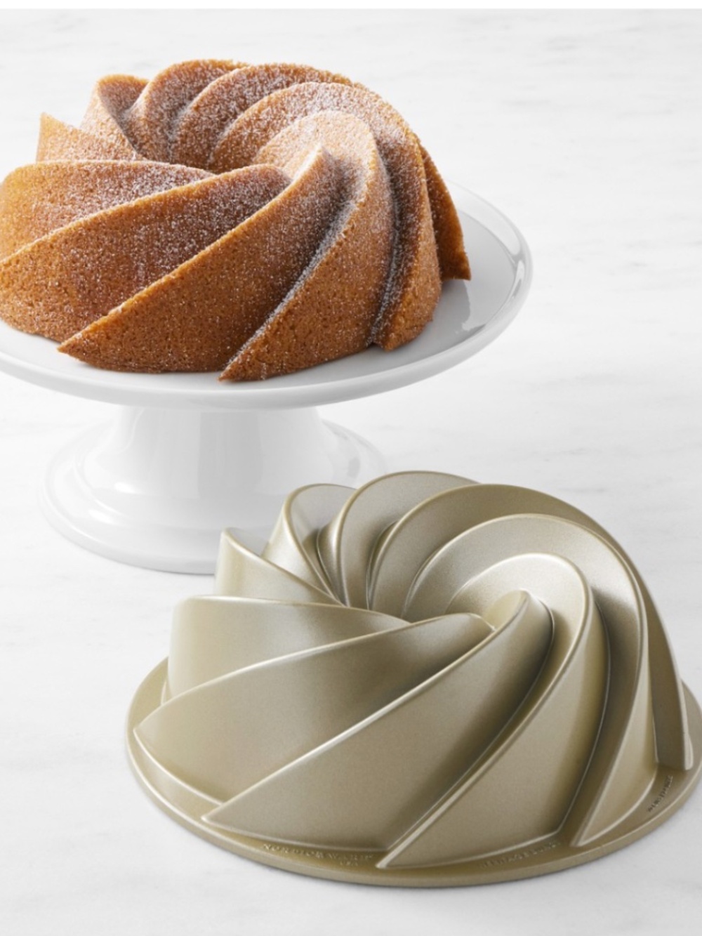 Nordic Ware Heritage Bundt Pan Cast Aluminum Nonstick Fluted Cake Pan 10 C Bake